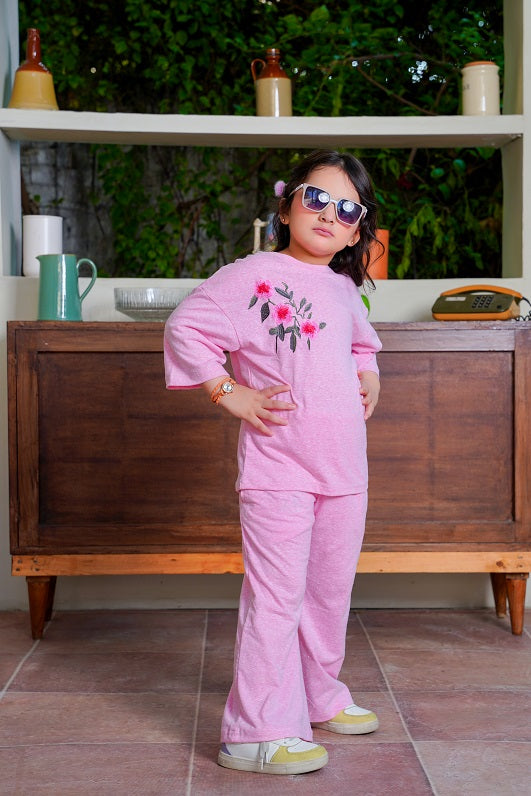 Bubblegum Bold with Embroidered Flowers