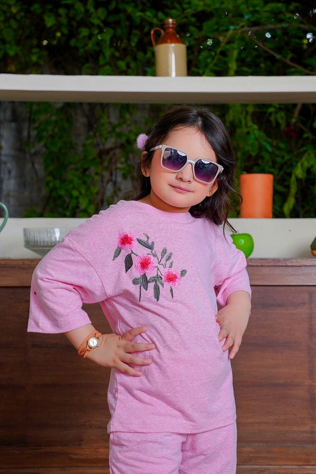 Bubblegum Bold with Embroidered Flowers