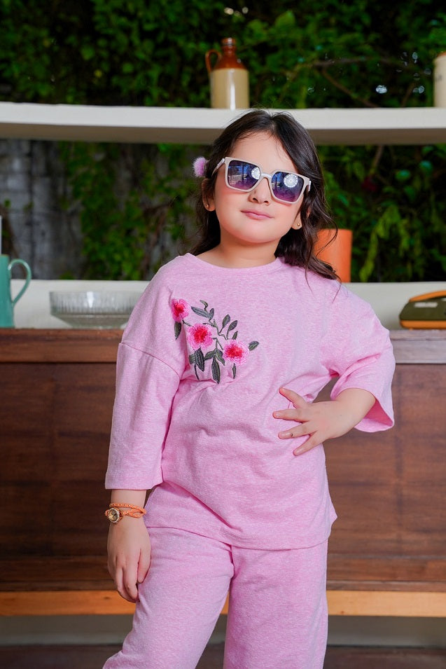Bubblegum Bold with Embroidered Flowers