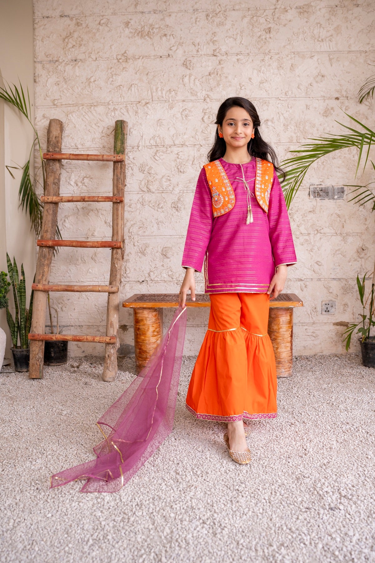 Orange Gharara Set 3PC