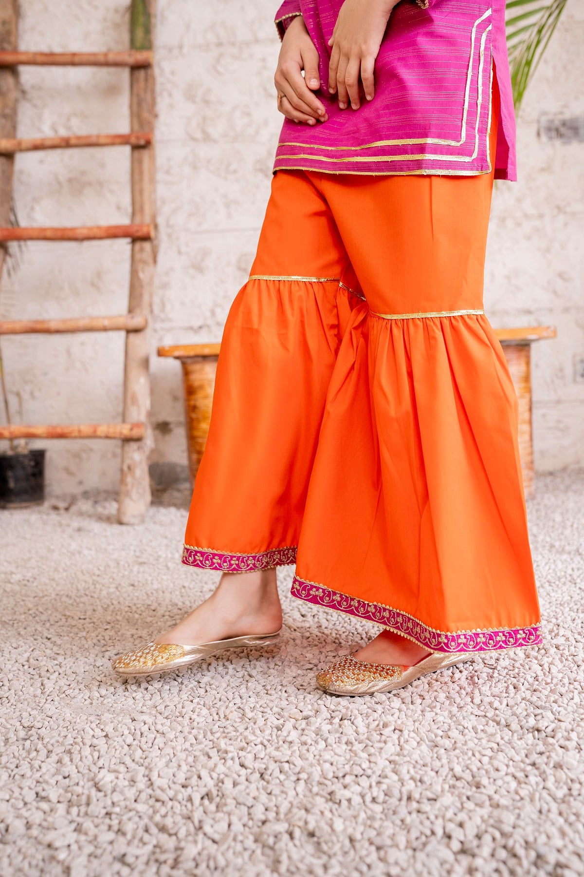 Orange Gharara Set 3PC