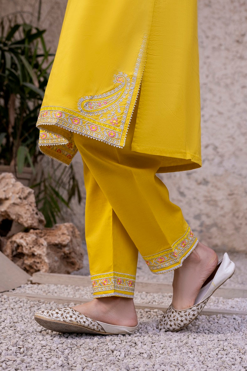 Parrot Green Embroidered 3PC