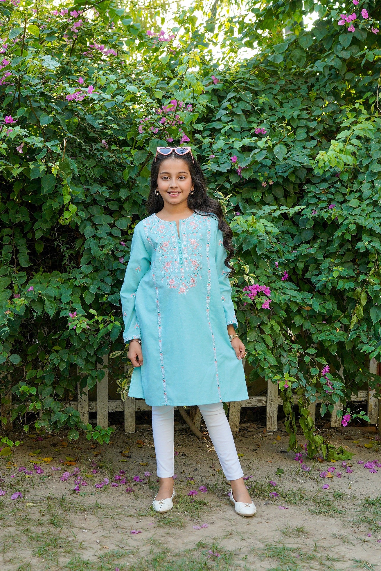 Embroidered Firozi Kurti