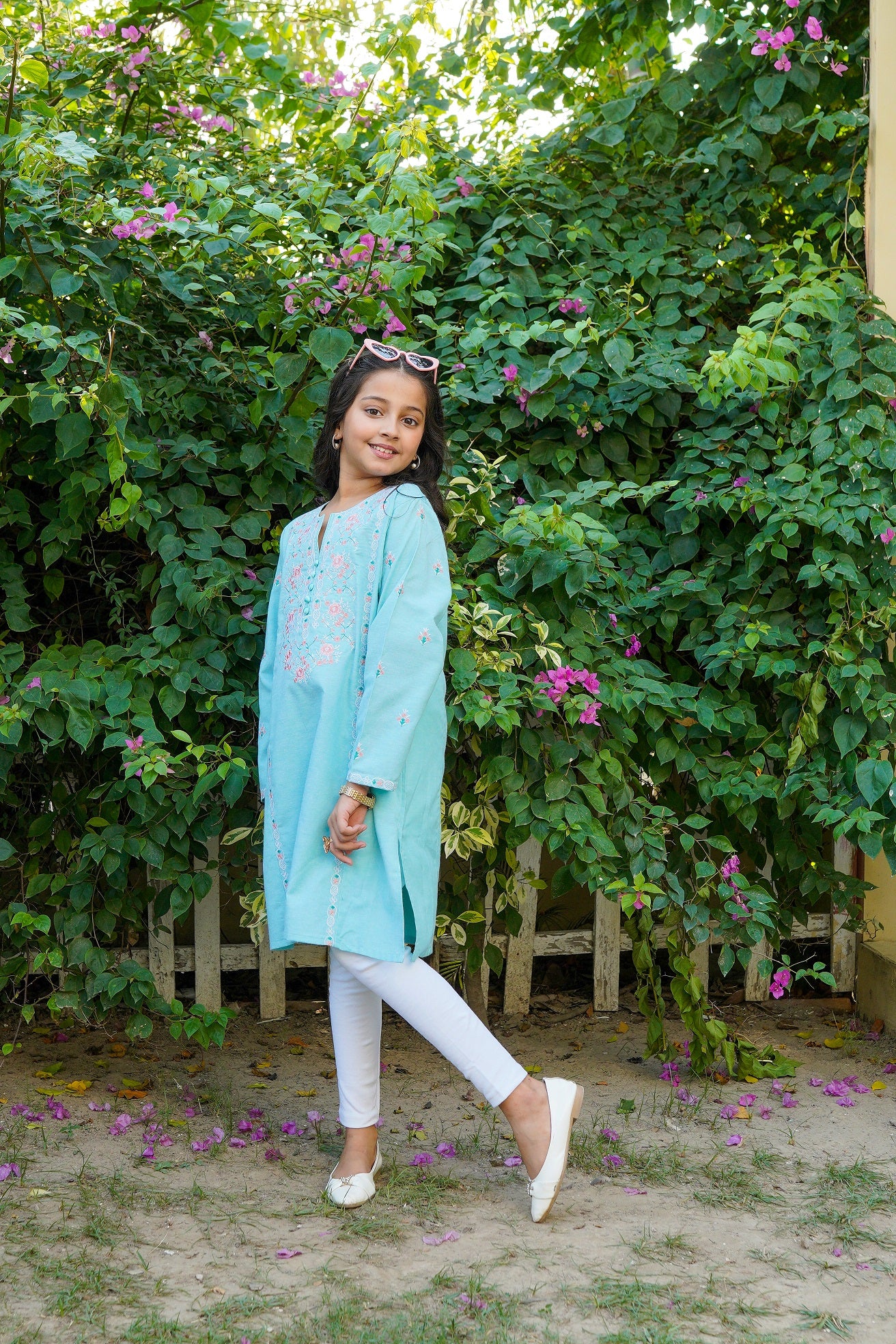 Embroidered Firozi Kurti