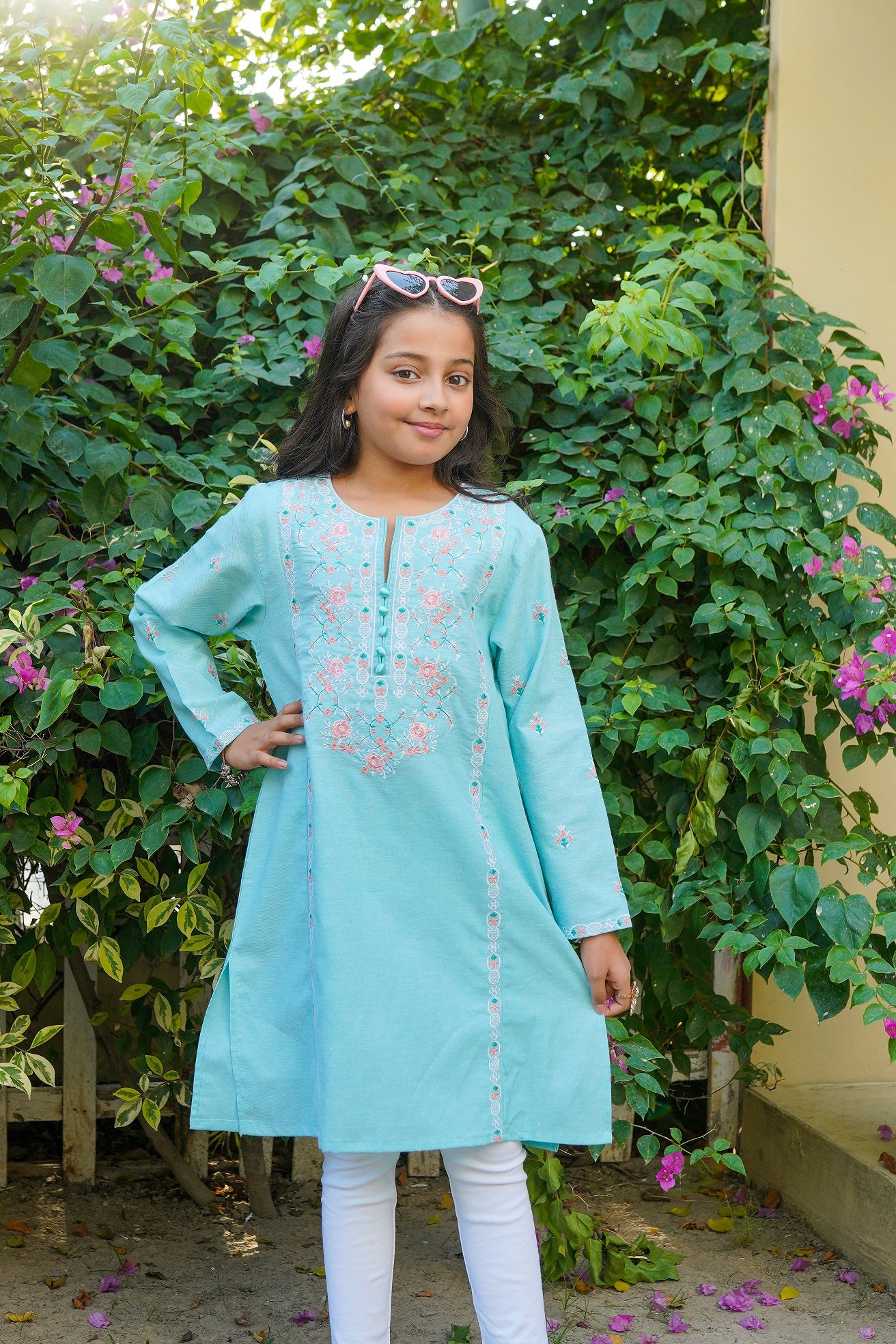 Embroidered Firozi Kurti