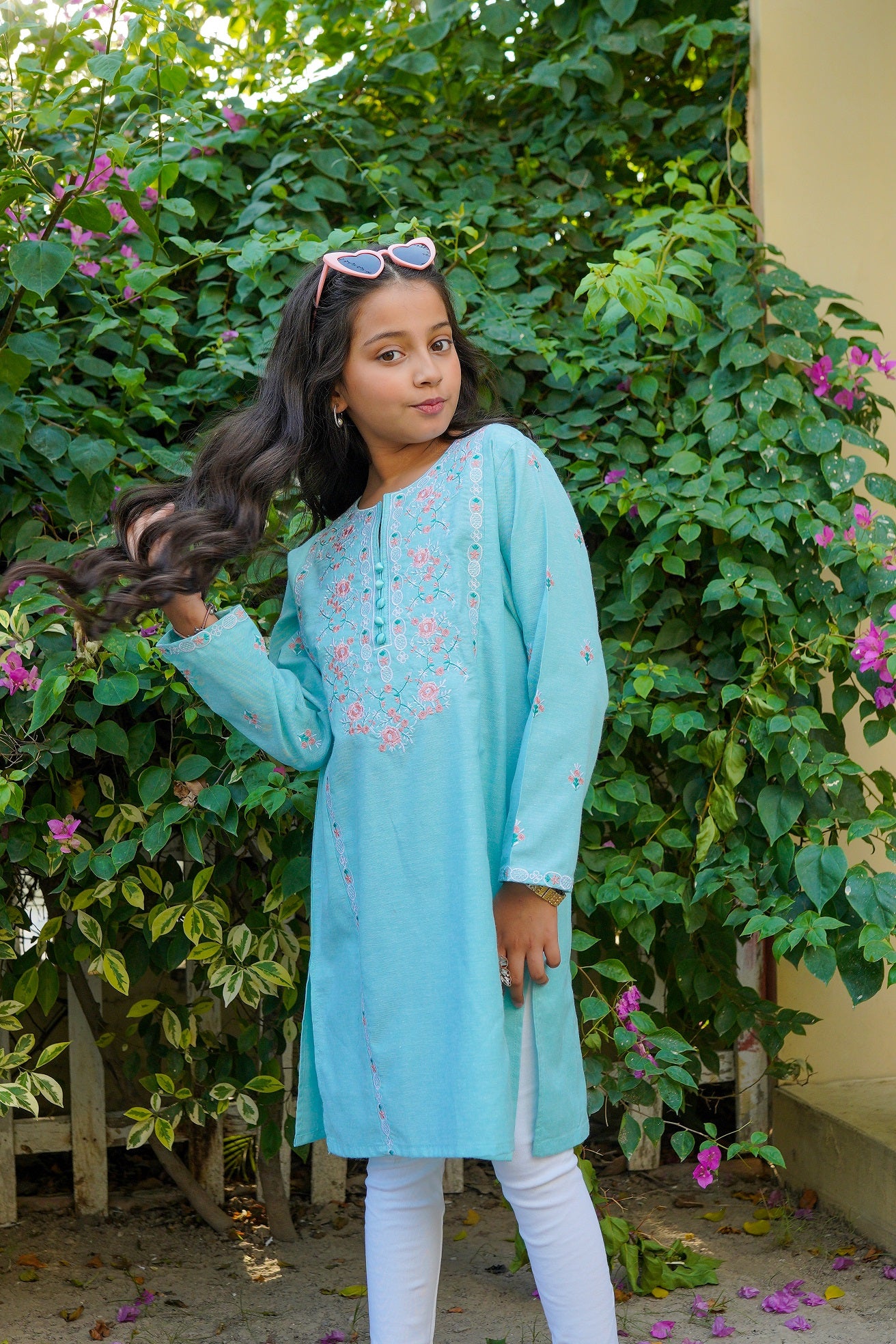 Embroidered Firozi Kurti