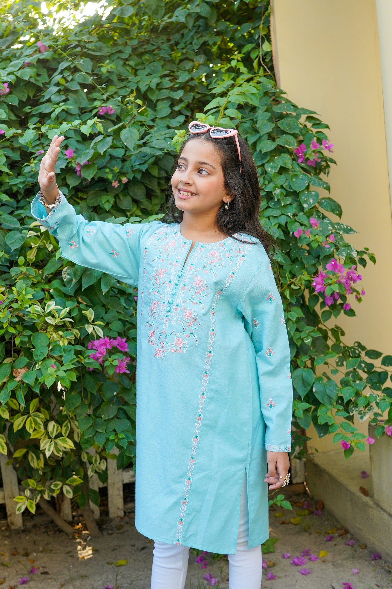 Embroidered Firozi Kurti