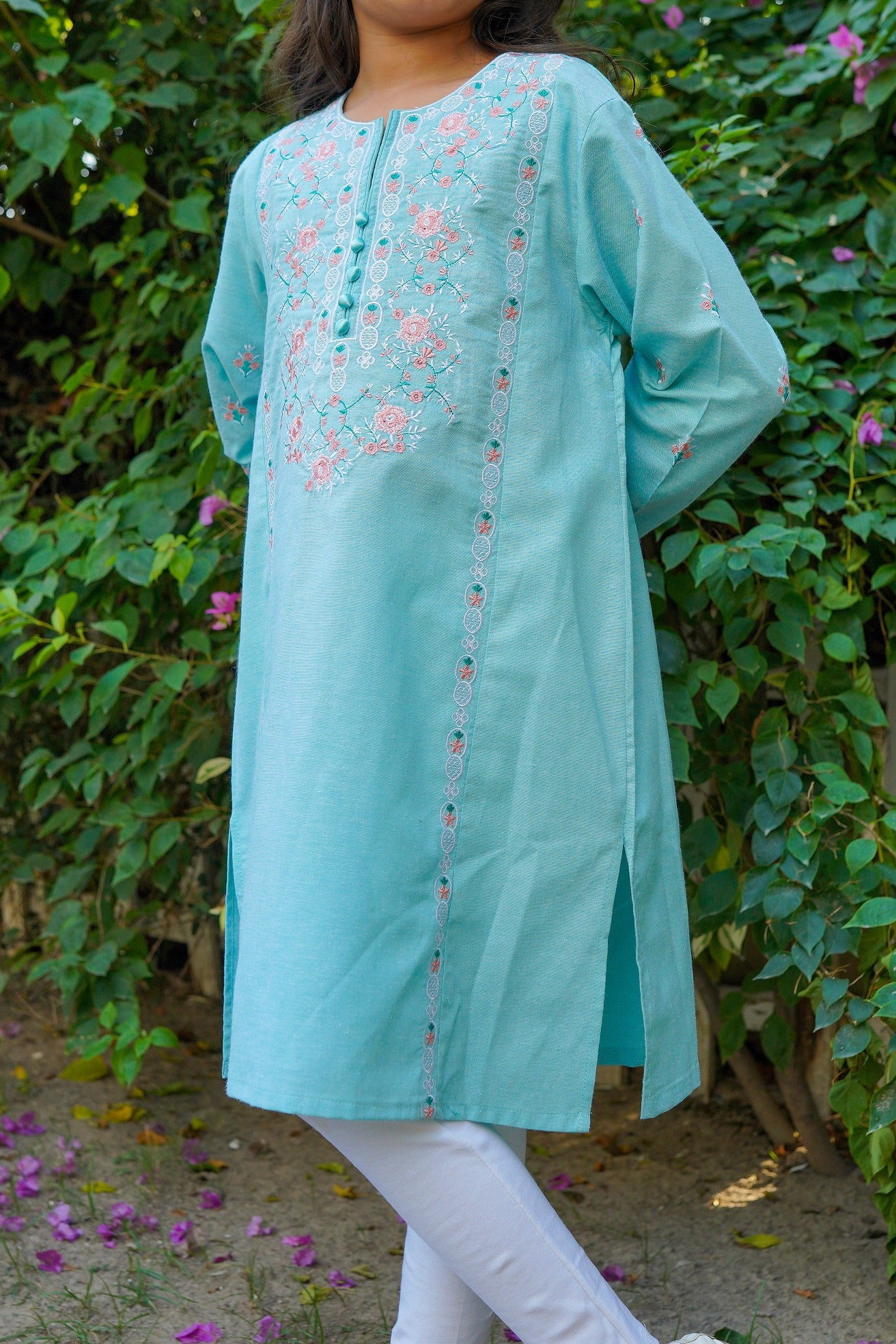 Embroidered Firozi Kurti