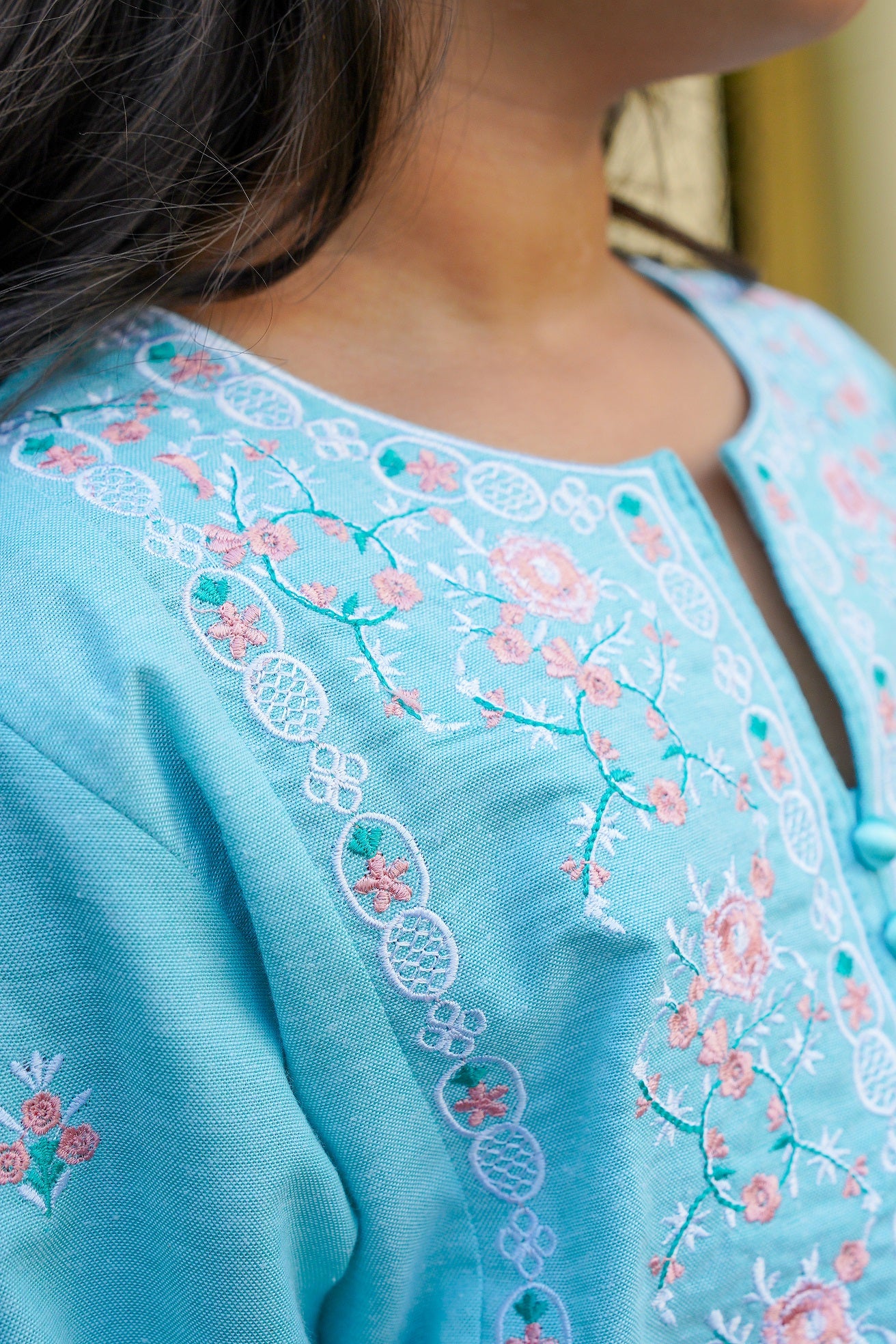 Embroidered Firozi Kurti