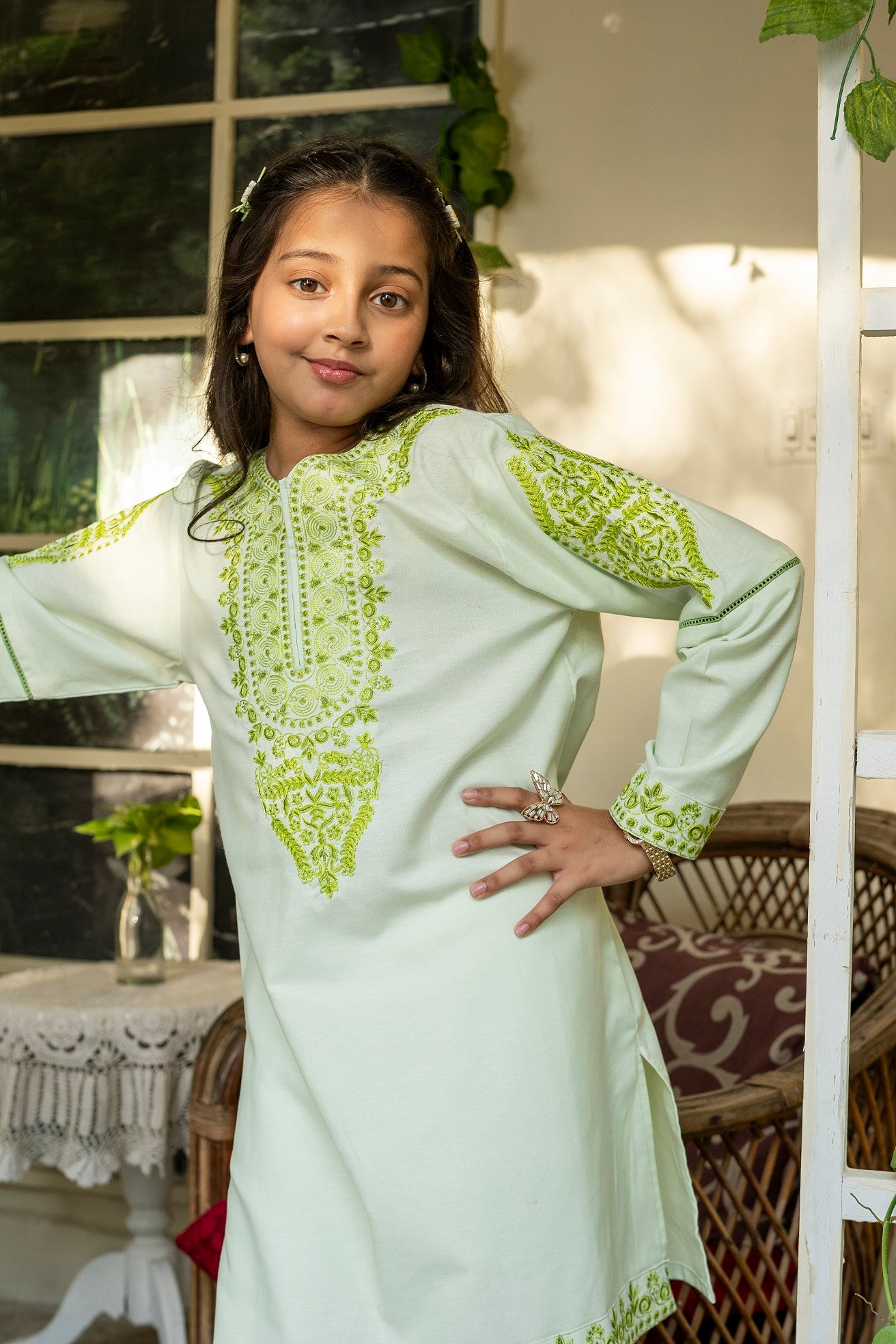 Light Green Embroidered Kurti