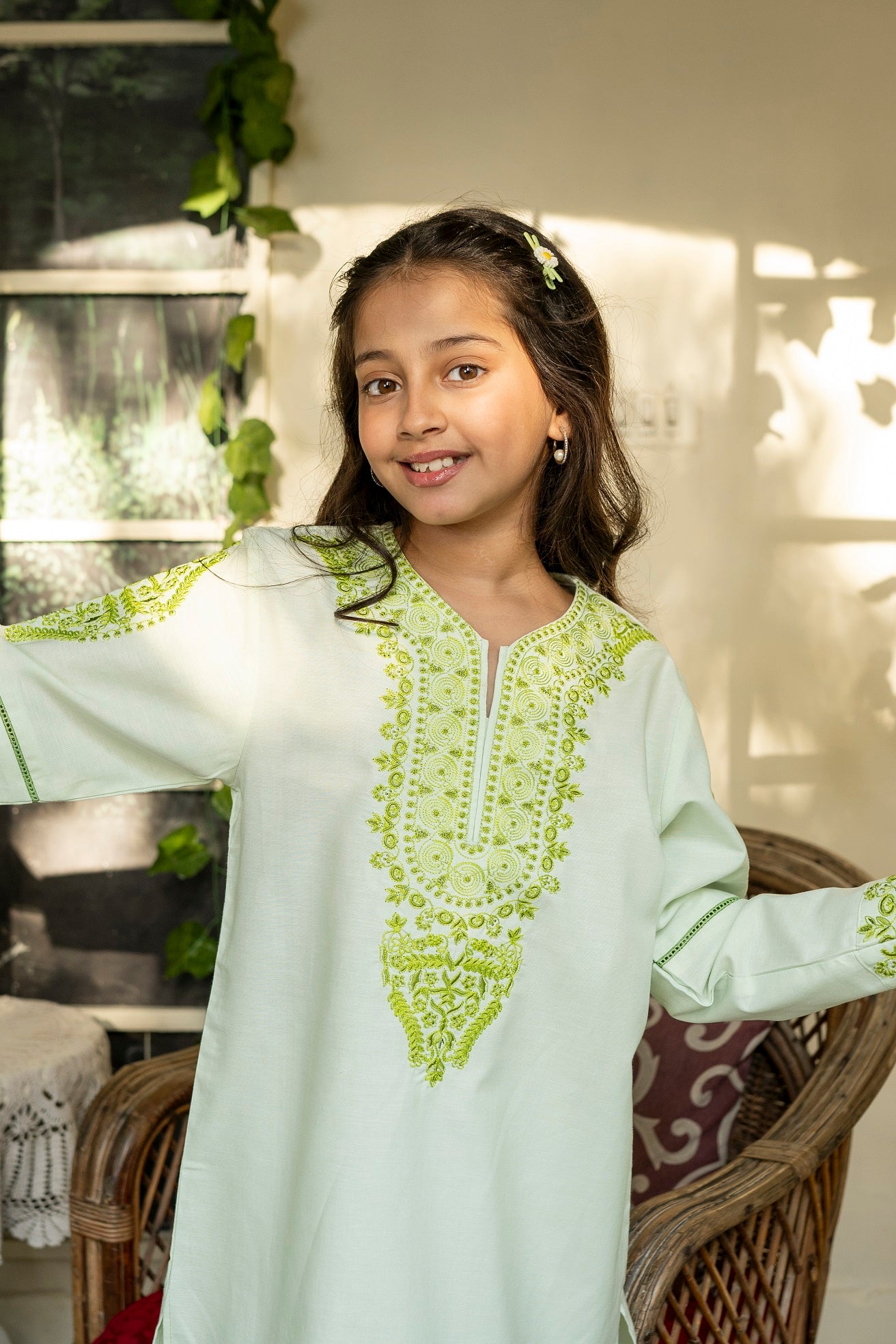 Light Green Embroidered Kurti
