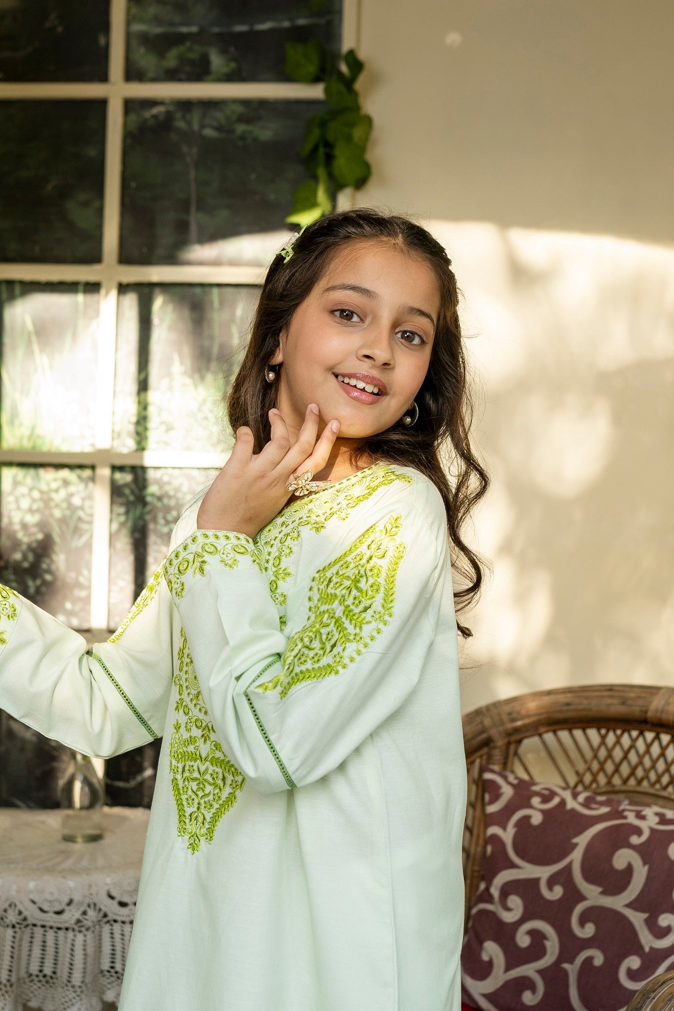 Light Green Embroidered Kurti