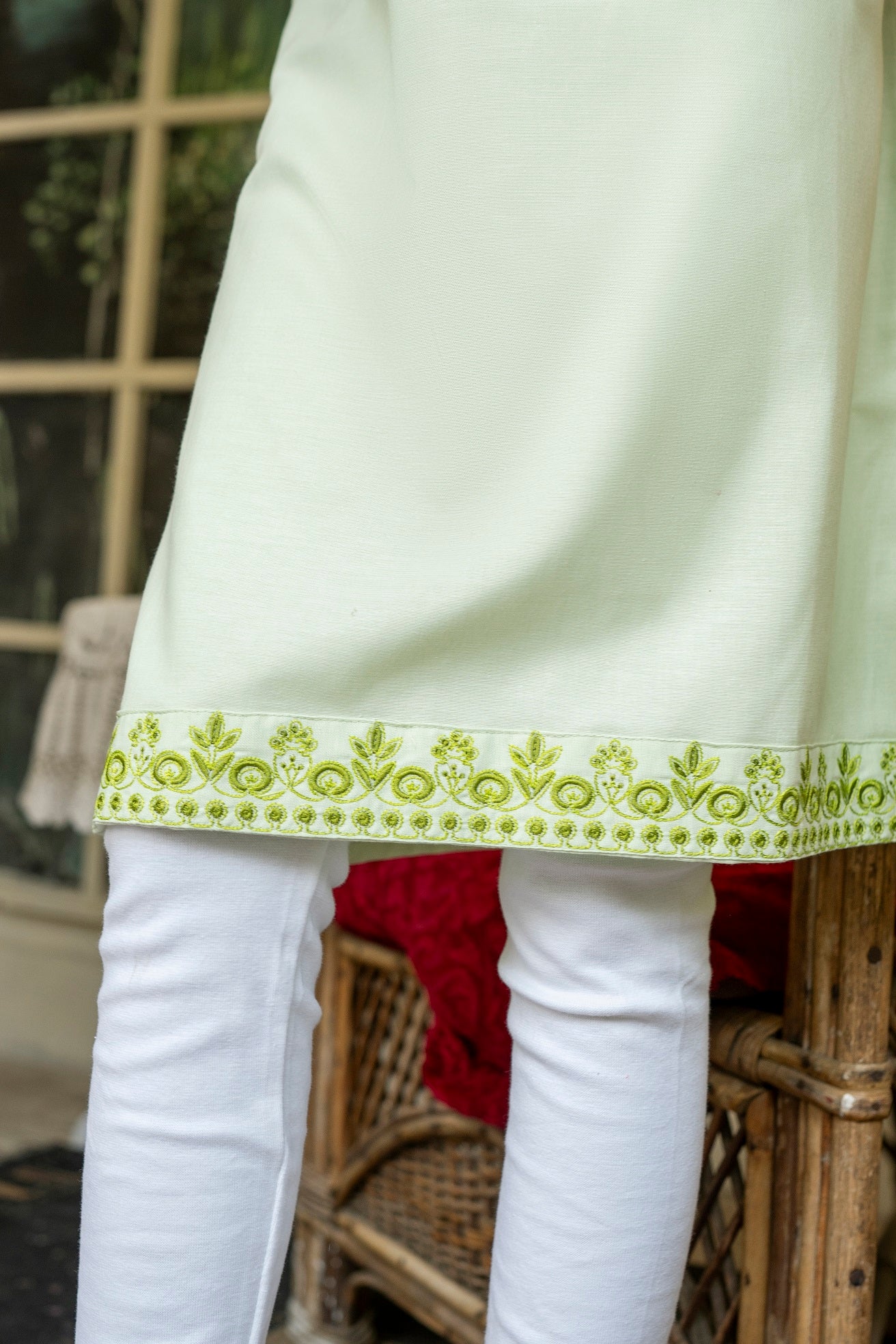 Light Green Embroidered Kurti