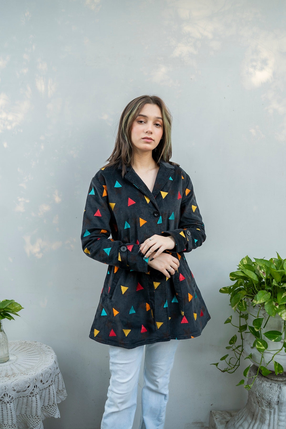 Lily Corduroy Embroidered Winter Coat