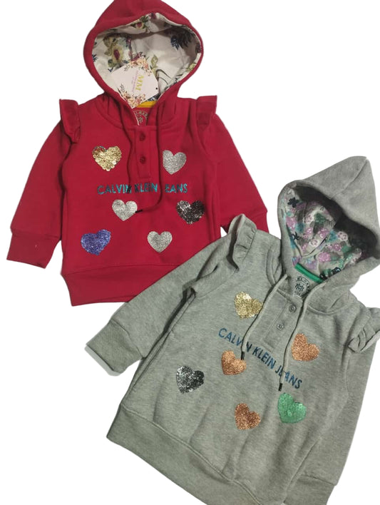 GLITTERY HEART HOODIE