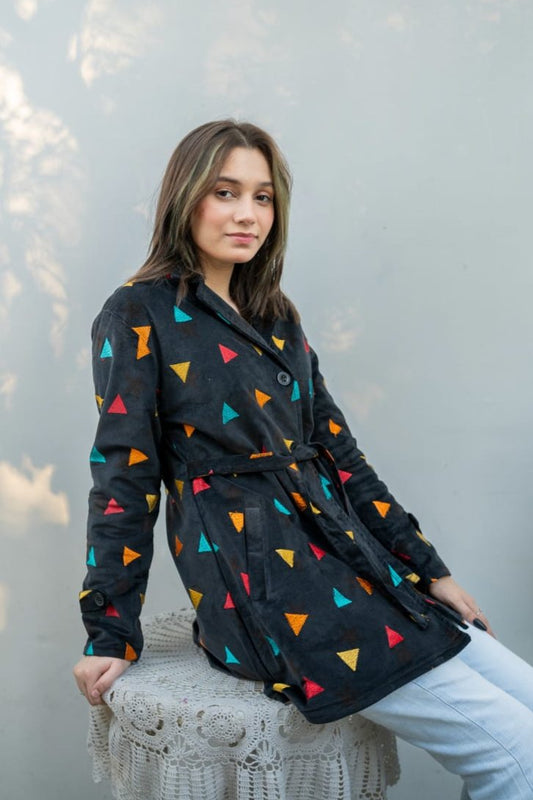 Lily Corduroy Embroidered Winter Coat