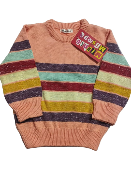 GIRLS GLITTERY MULTI LINING SWEATER