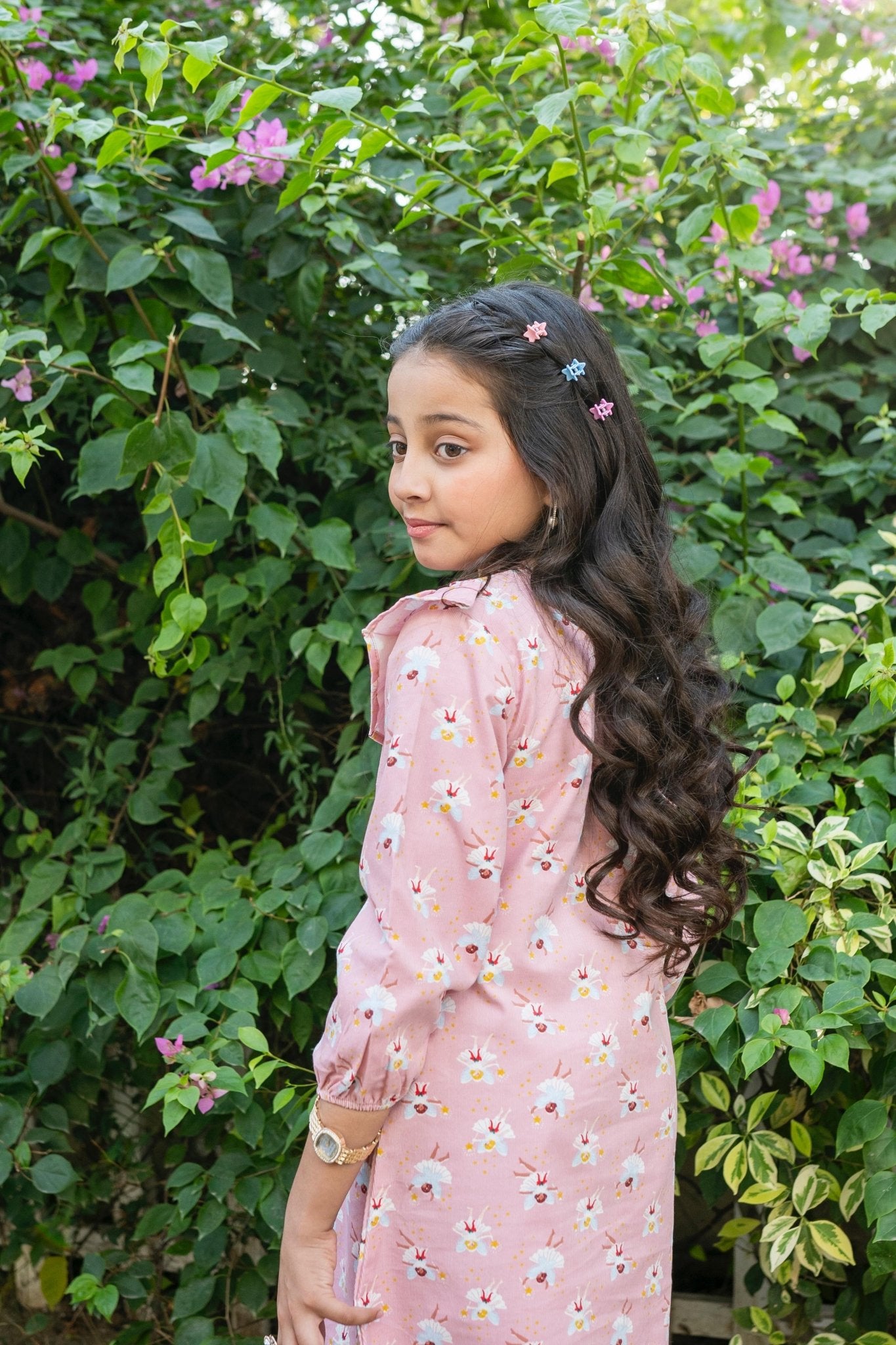 Baby Pink Printed Corduroy Top