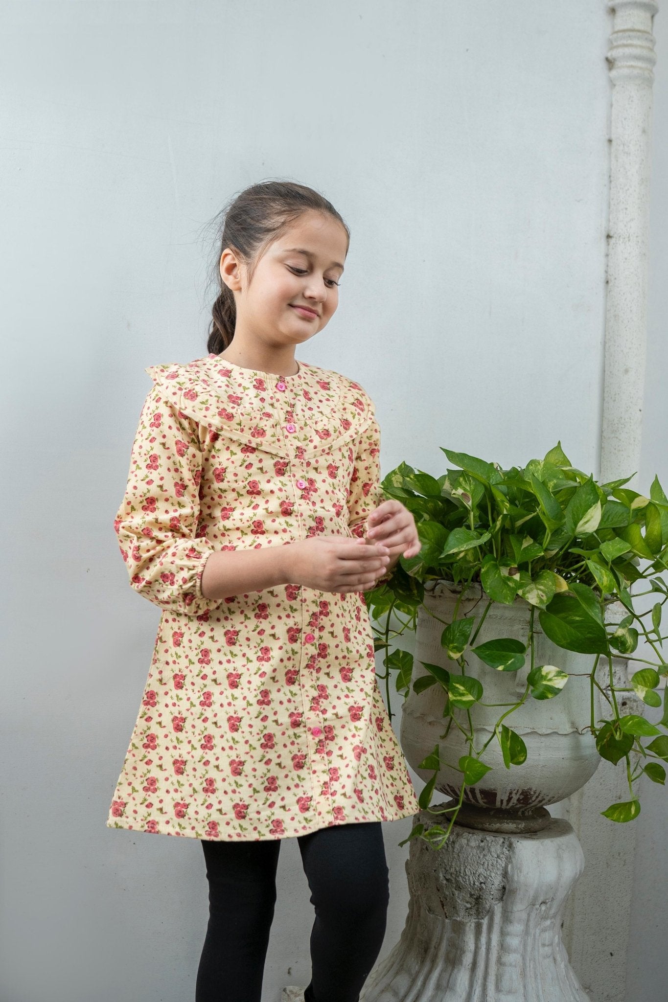 Printed Floral Corduroy Top