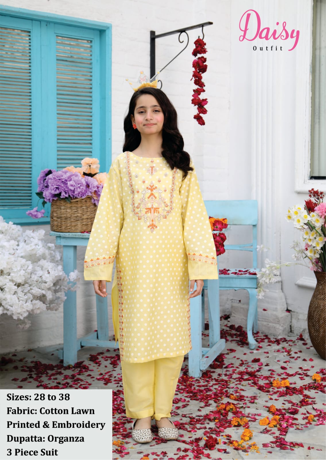 Daisy embroidered 3pc
