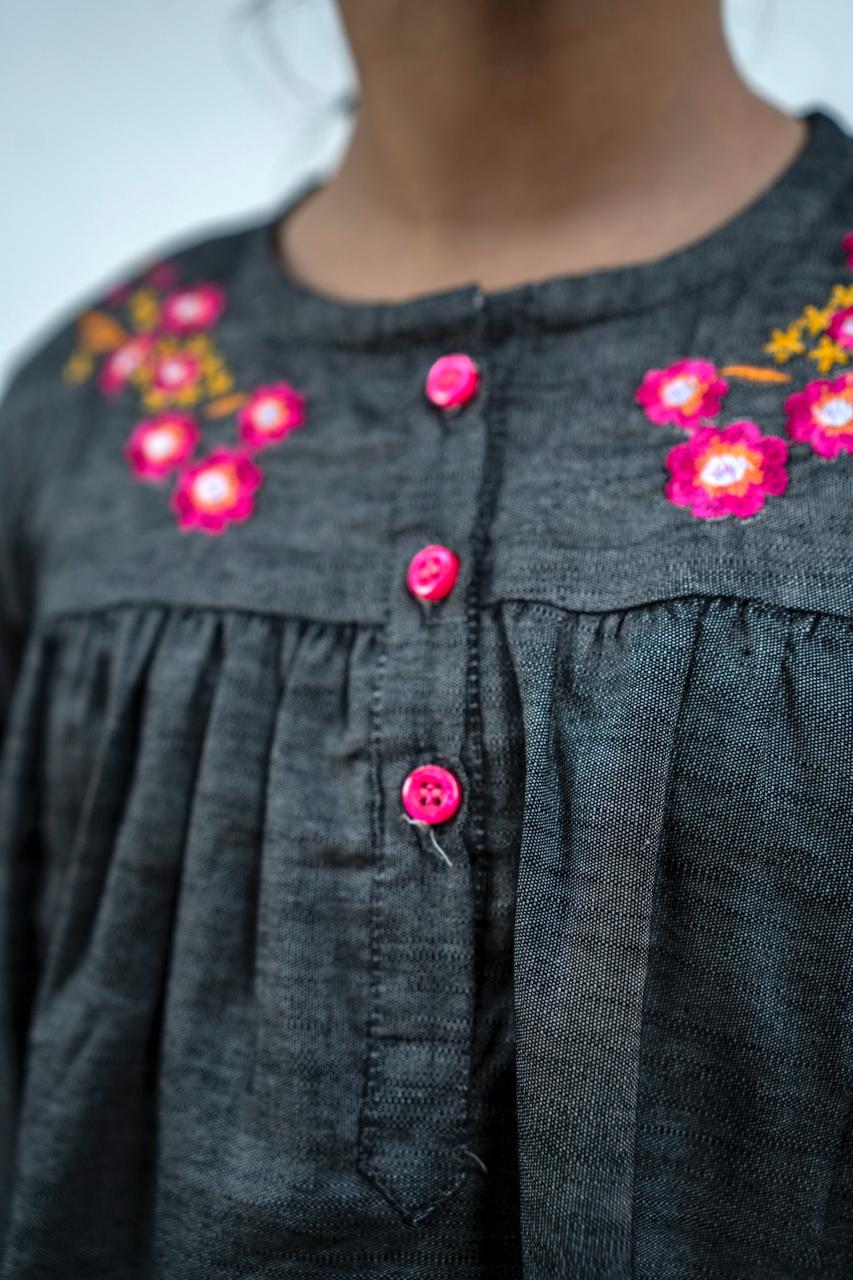 Denim Embroidered Frock