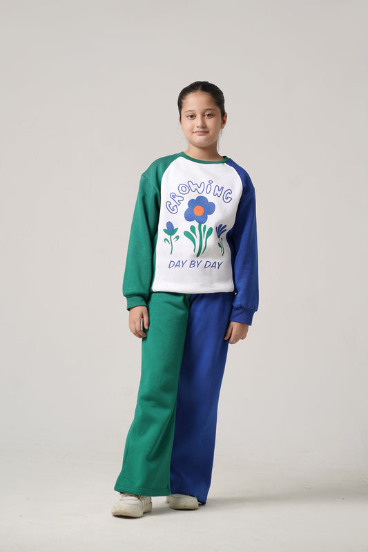 Growing Dual Color Fleece Tracksuit