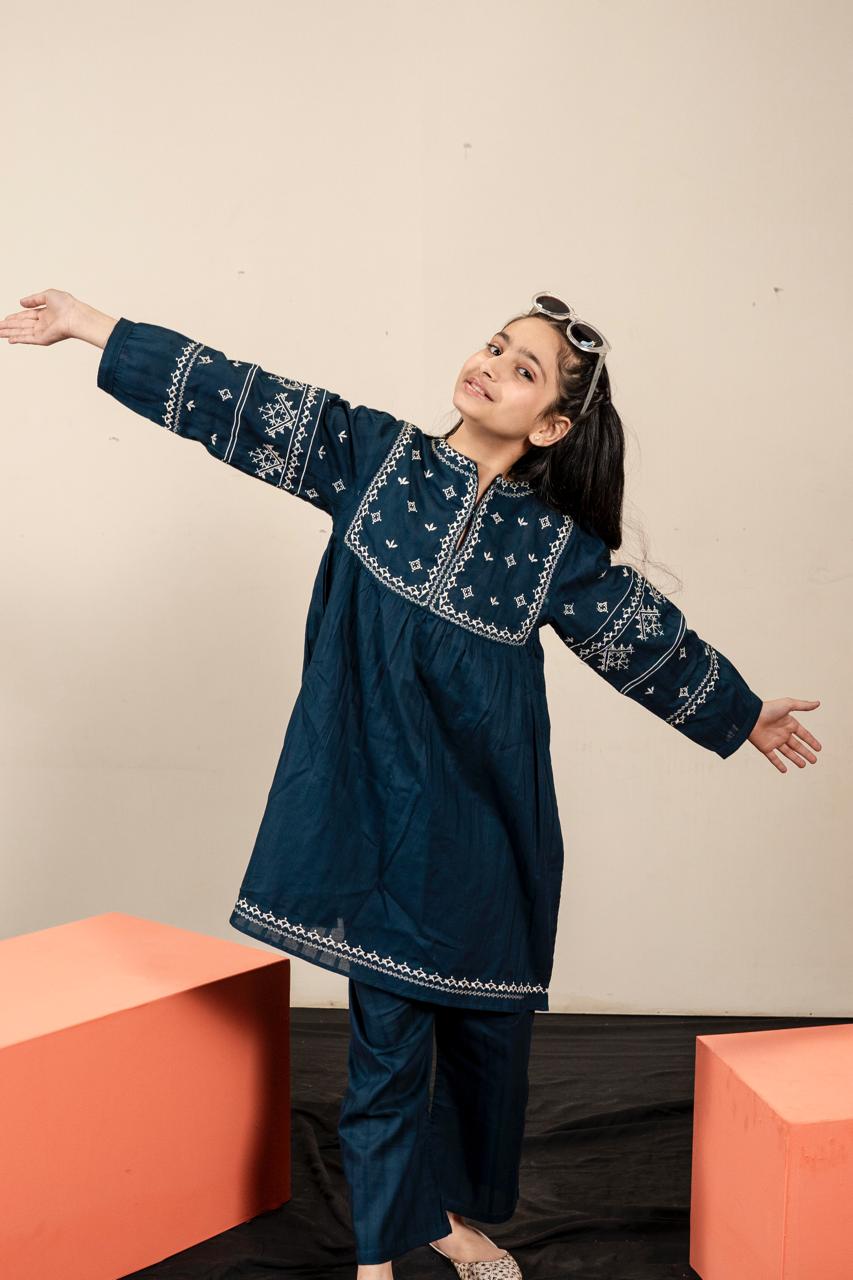 Lily Blue Embroidered 2pc Dress