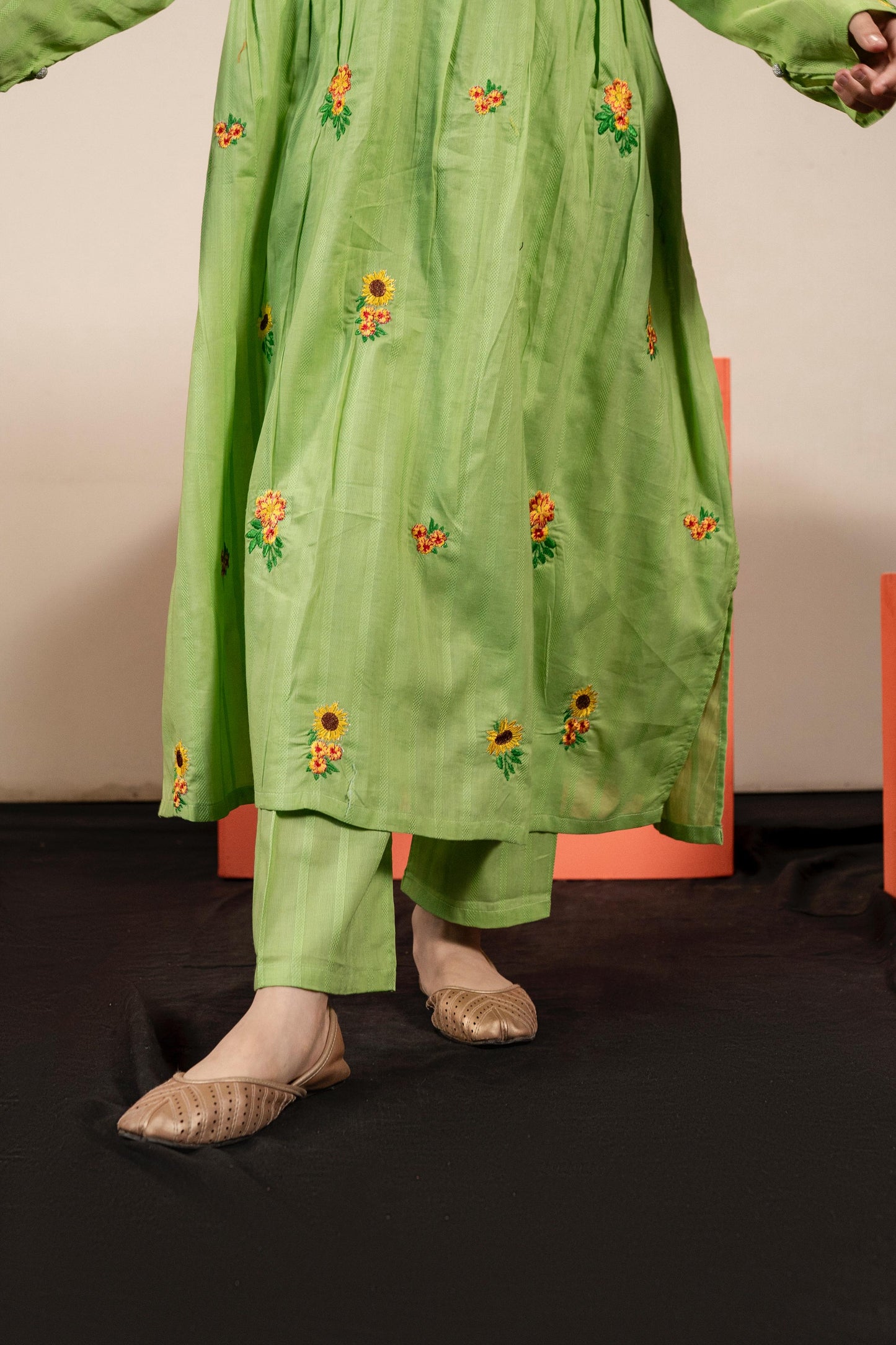 Lily Green Long Frock 2pc