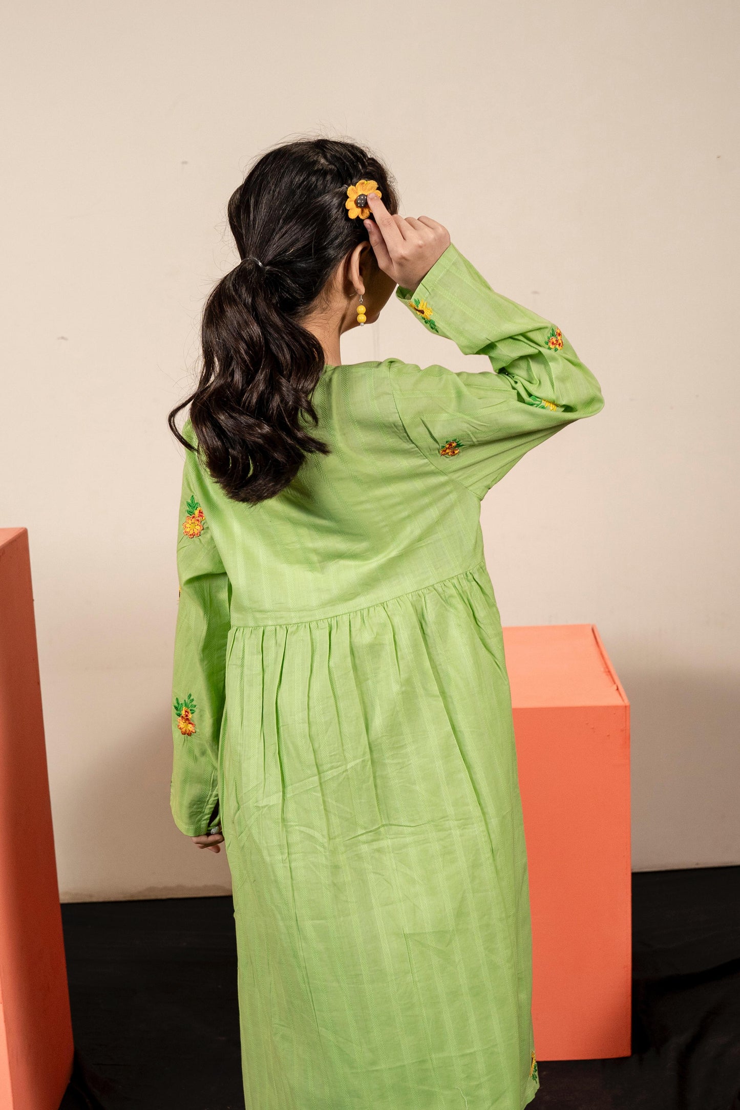 Lily Green Long Frock 2pc