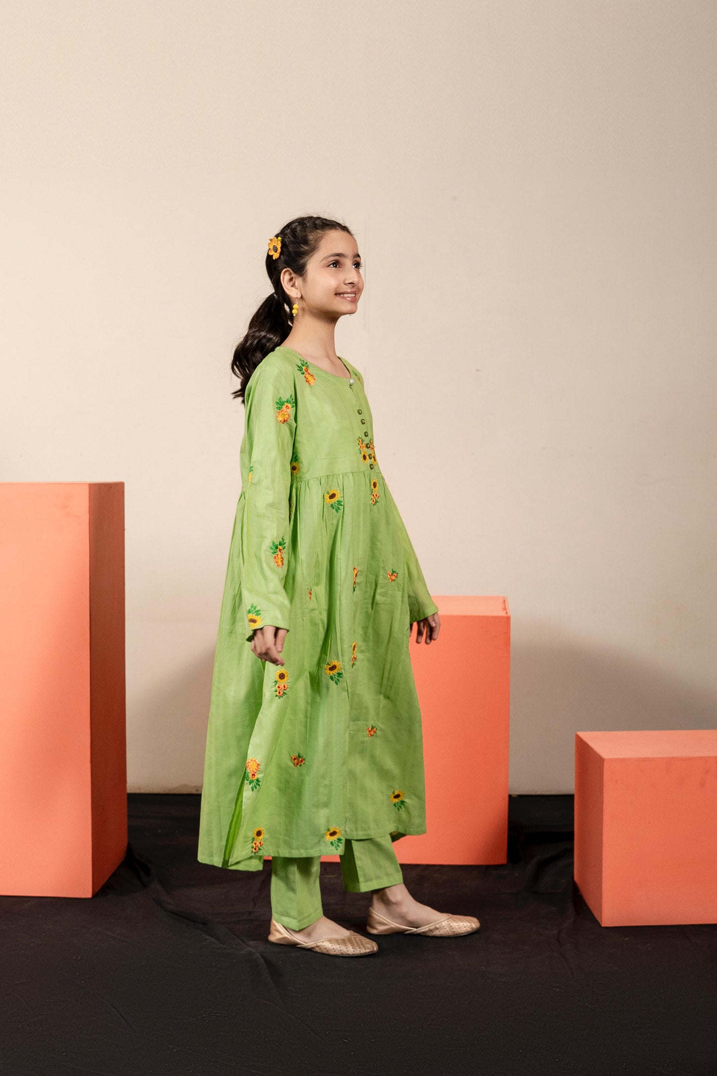 Lily Green Long Frock 2pc