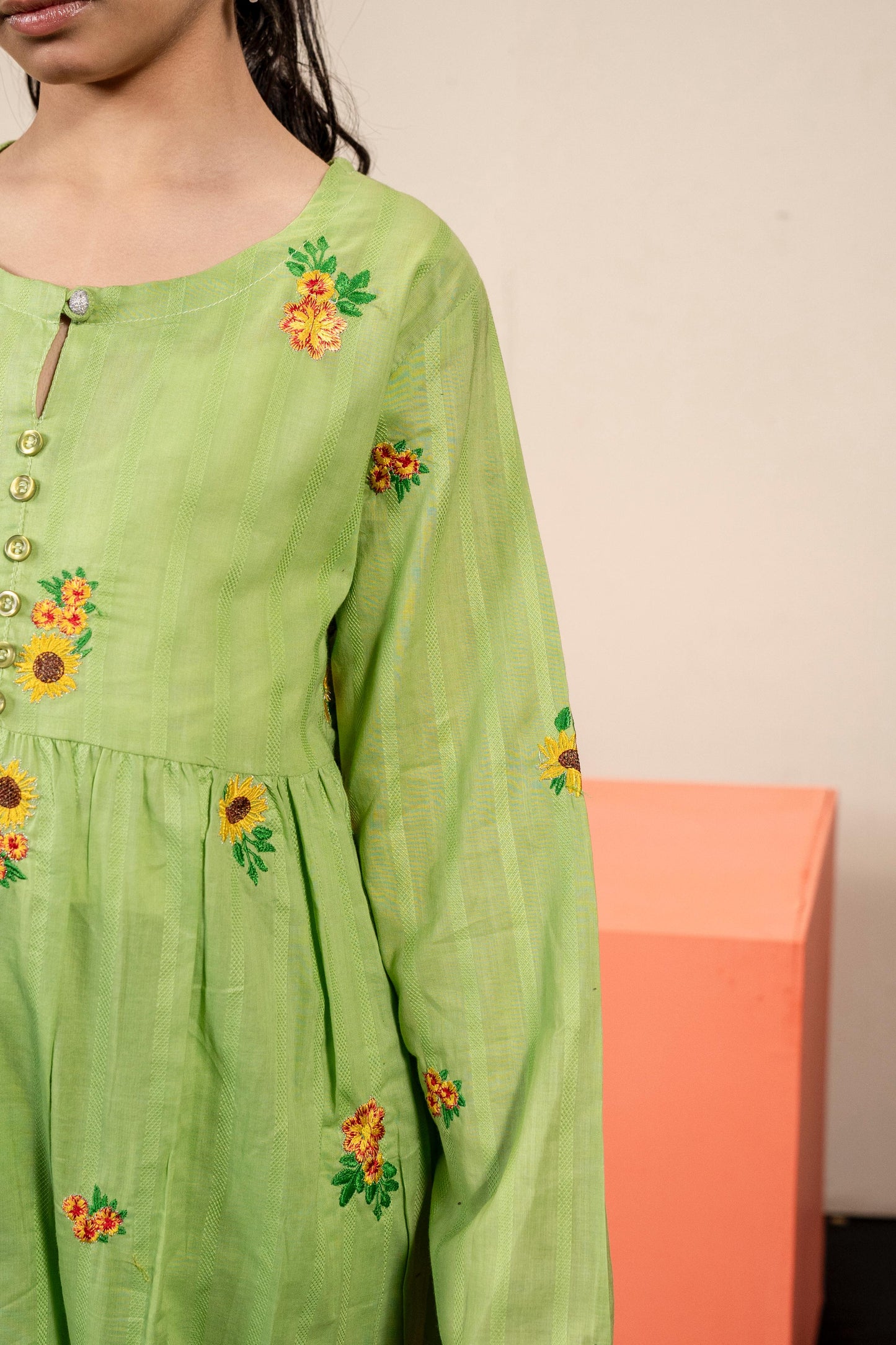 Lily Green Long Frock 2pc