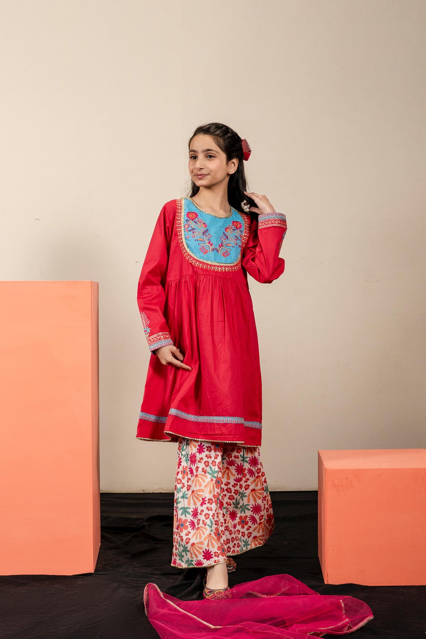 Lily Pink 3pc Gharara Set