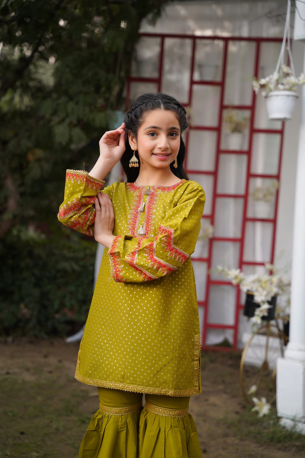 Meher Olive Gharara Set