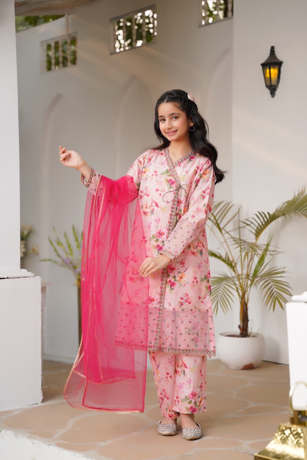 Pink Gulnar Angrakha 3pc