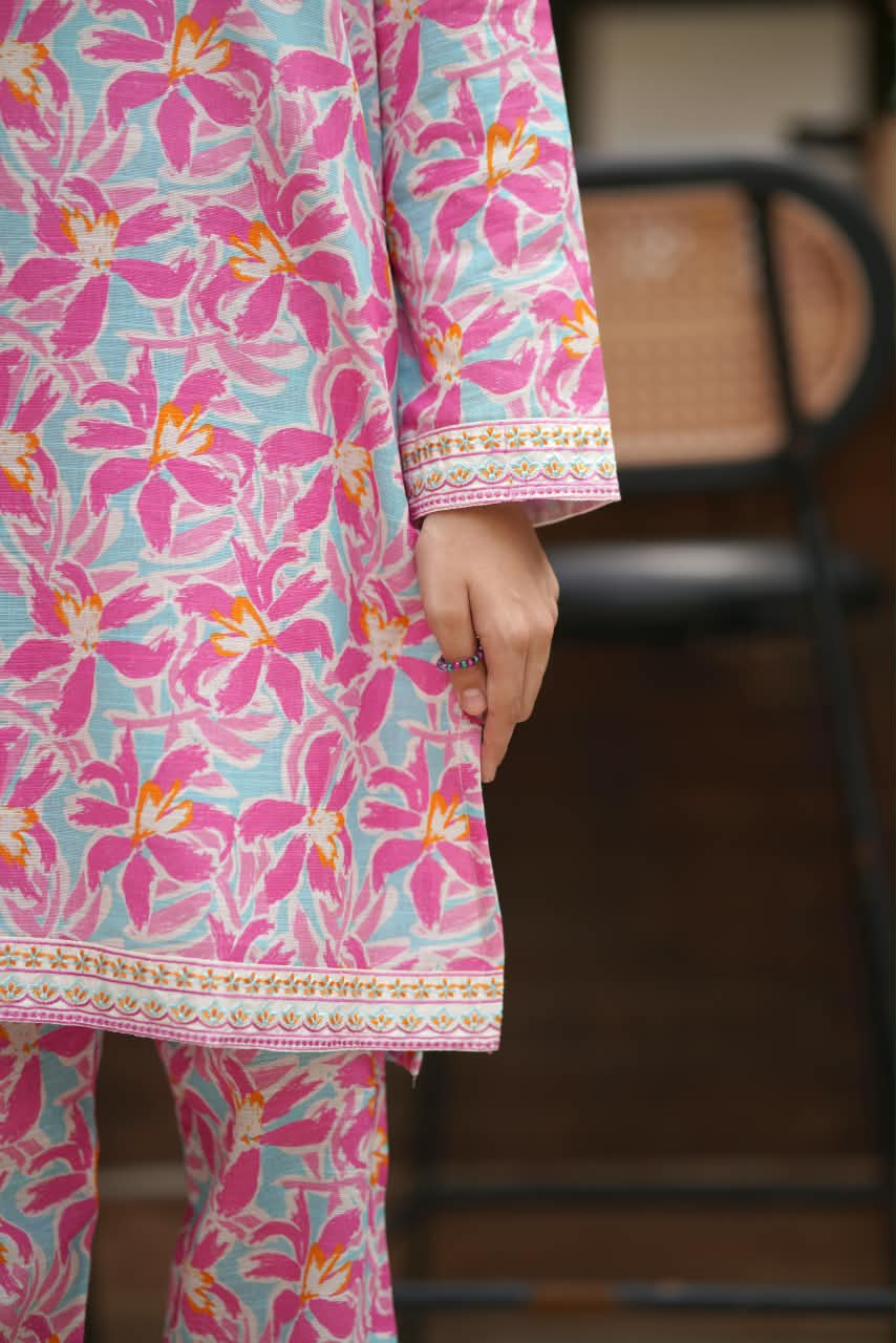 Pink Petals Embroidered 2pc