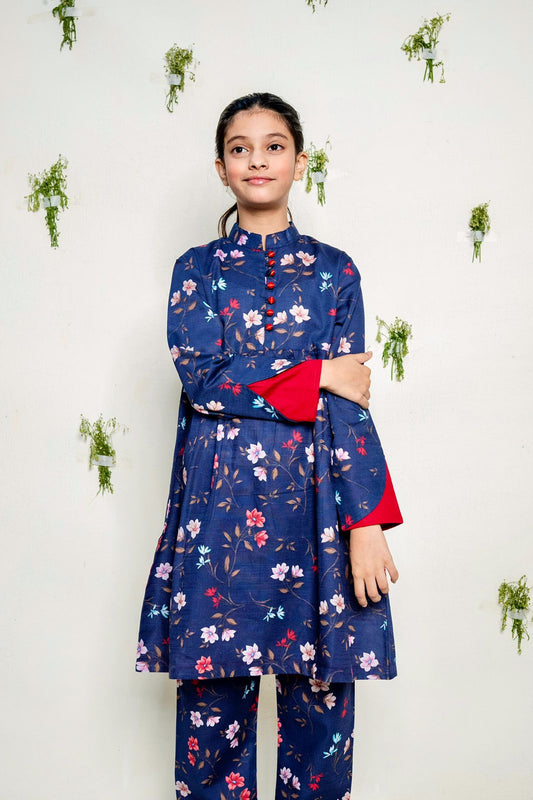 blue foral frock