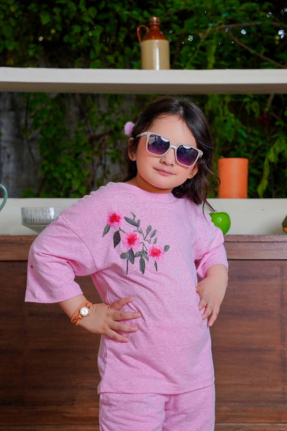 Bubblegum Bold with Embroidered Flowers