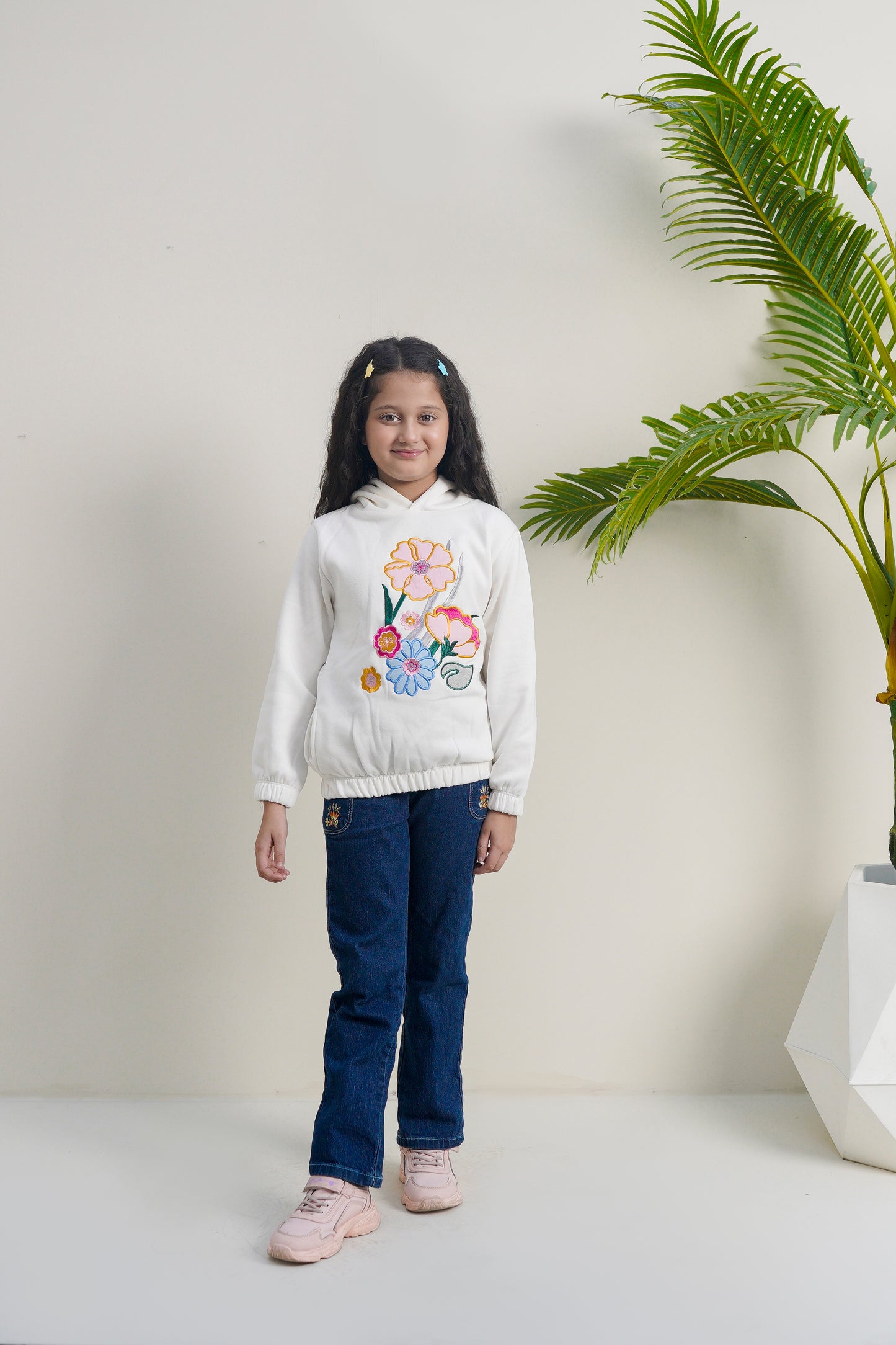 Lily White Embroidered Hoodie