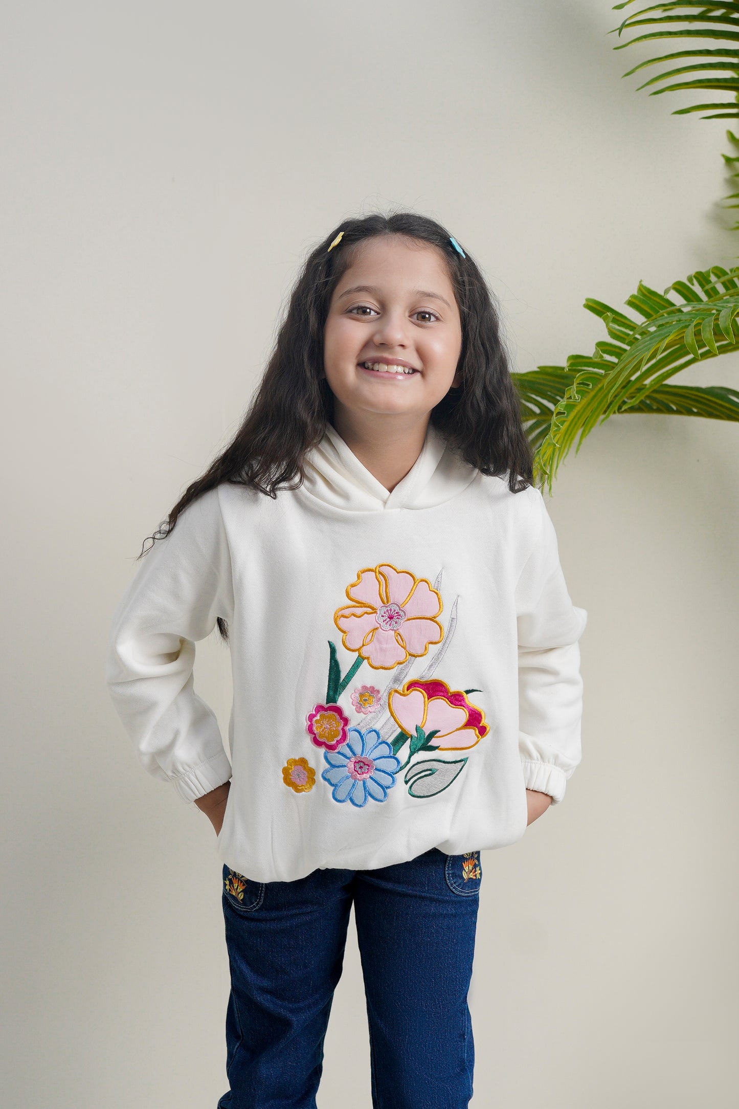 Lily White Embroidered Hoodie