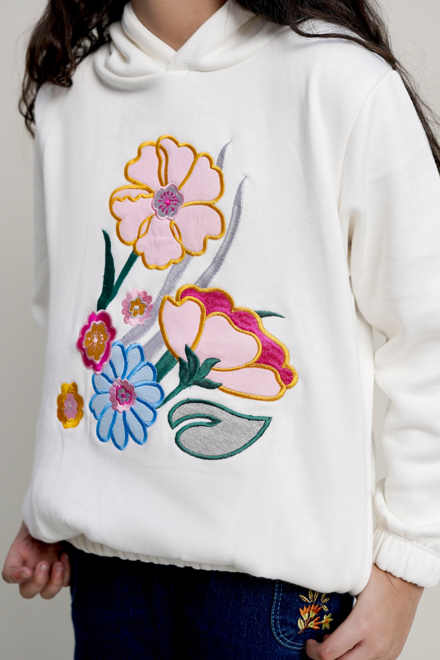 Lily White Embroidered Hoodie