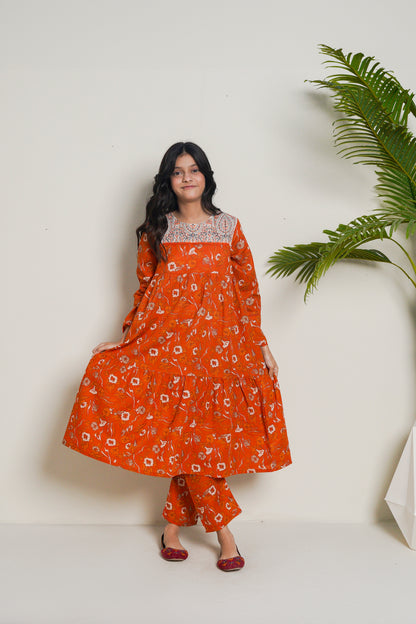 Lily Orange Printed 2pc Dress