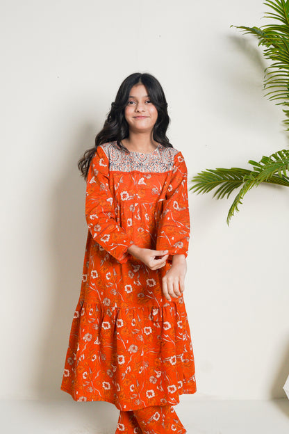 Lily Orange Printed 2pc Dress