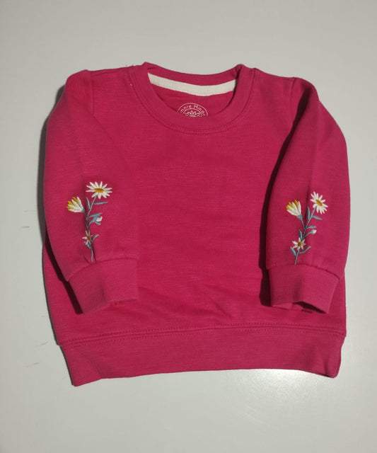 Hot Pink Embroidered Sweatshirt