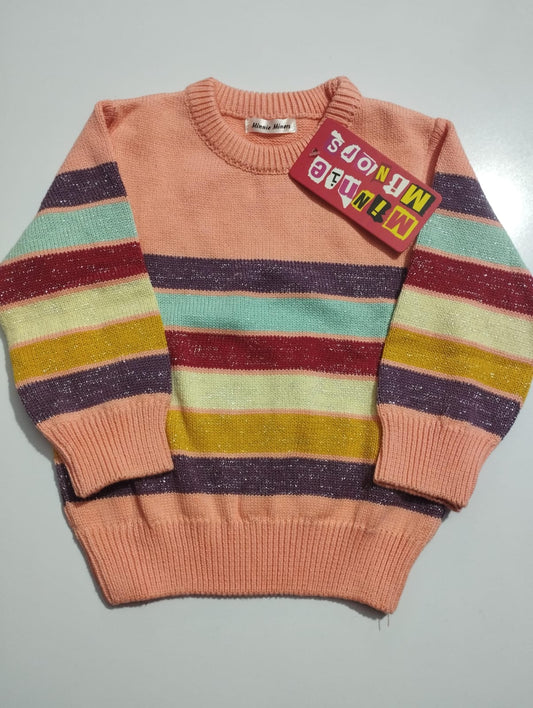 GIRLS GLITTERY MULTI LINING SWEATER