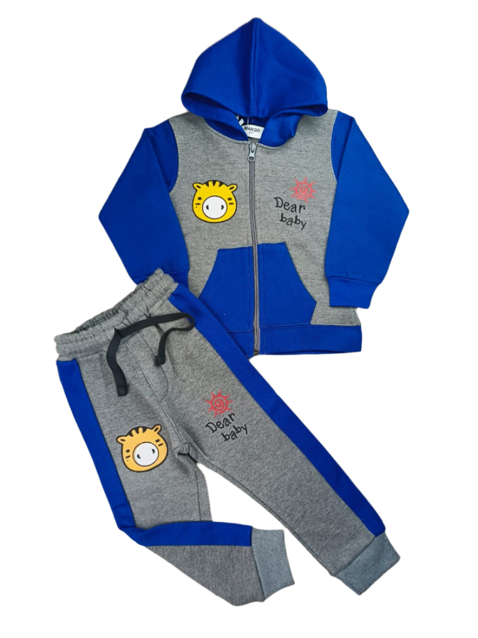 BLUE ZIPER HOODIE TRACKSUIT