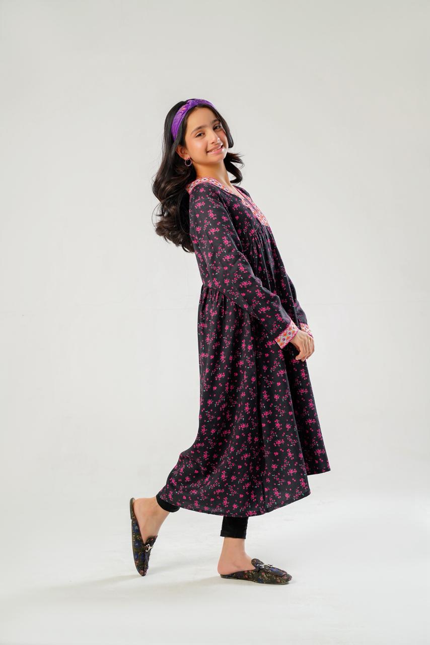 Black Floral Long Frock
