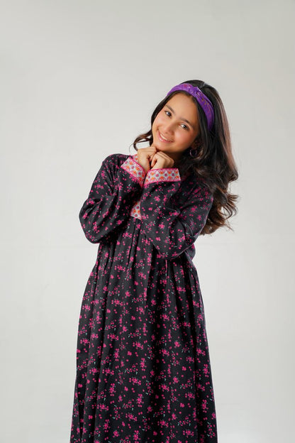 Black Floral Long Frock