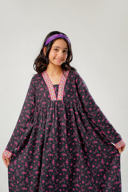 Black Floral Long Frock