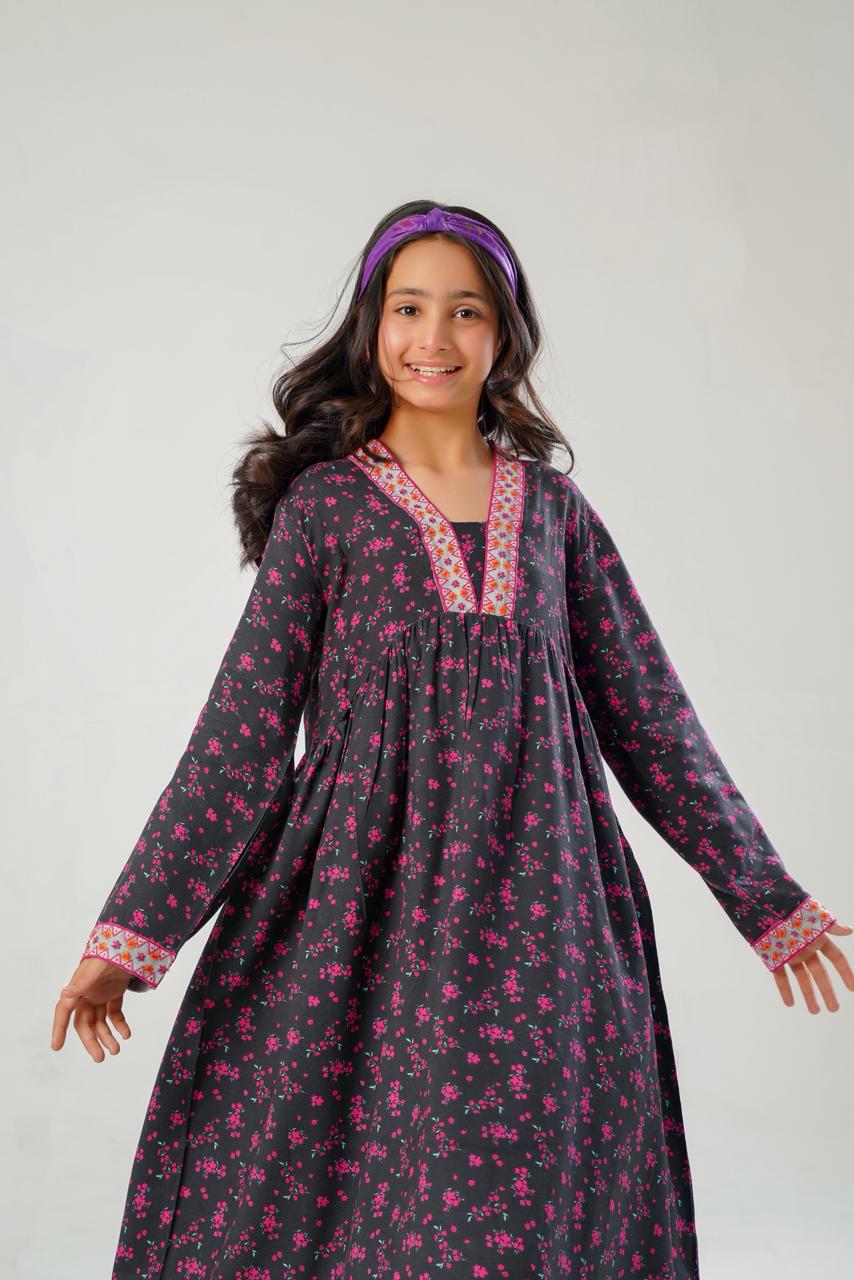 Black Floral Long Frock