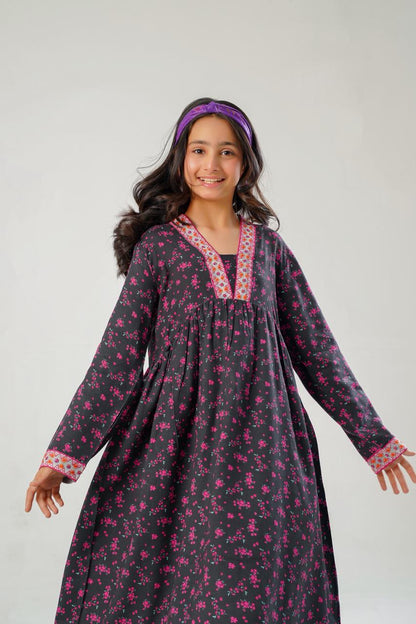 Black Floral Long Frock